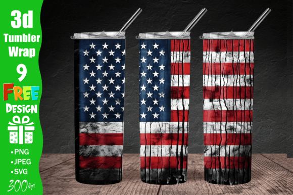 4th July 3D Tumbler Wrap Graphics for Crafts