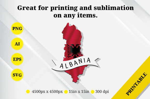 Albania Map Flag Graphic for Local Business Branding