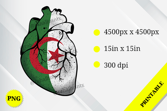 Algeria Heart Flag Graphics for Crafts and Creative Projects