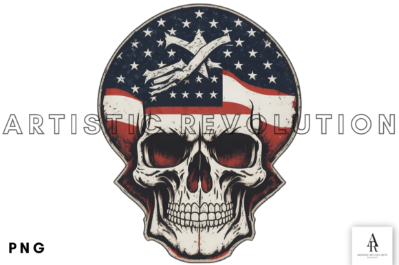 American Flag Patriotic Skull Graphics for Crafts