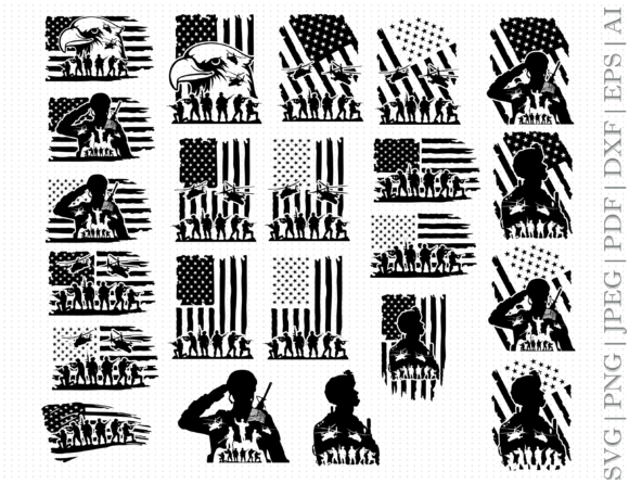 American Flag Soldiers SVG for Crafts and Graphics