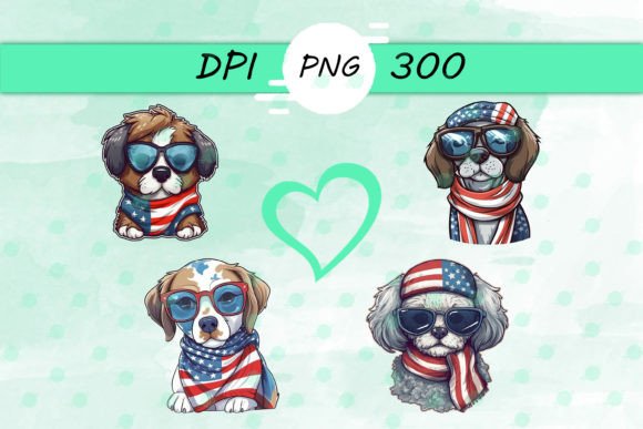American Flag with Dog Scarf Sticker for Graphics and Crafts