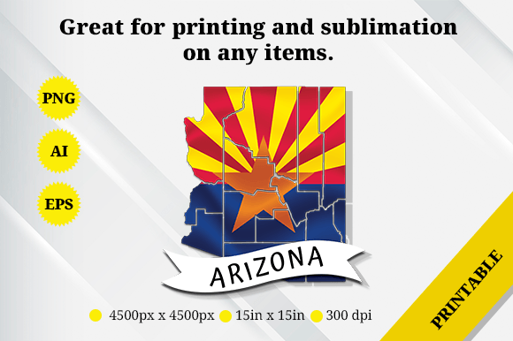 Arizona Map Flag Graphic Design for Crafts