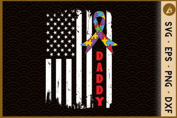 Autism Dad American Flag Vintage Graphics for Crafts