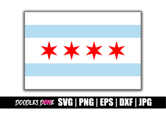 Chicago Illinois State Flag Graphics for Crafts and Design