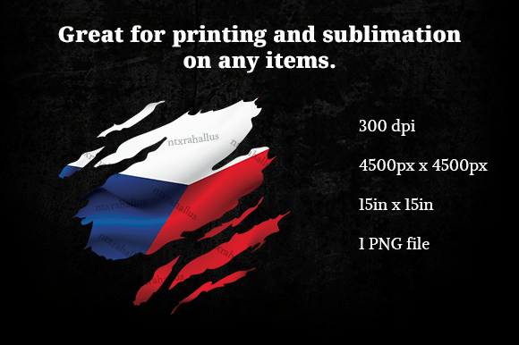 Czech Republic Ripped Flag PNG for Graphics and Crafts