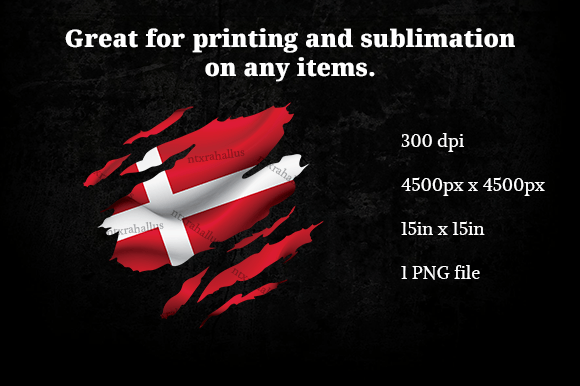 Denmark Ripped Flag PNG for Crafts and Graphics