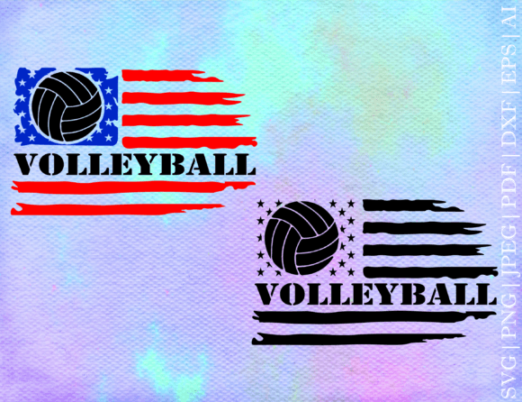 Distressed Volleyball Usa Flag Svg for Crafts and Graphics