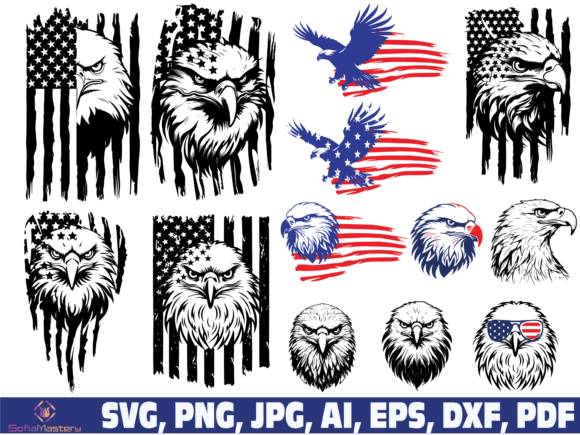 Eagle Usa American Flag, 4th of July Graphics for Crafts
