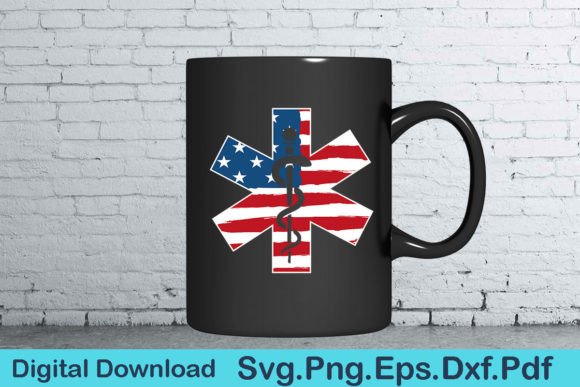 EMT USA American Flag 4th of July Graphic for Crafts