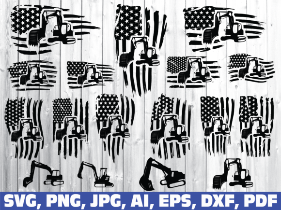 Excavator Flag Bundle Graphics for Crafts