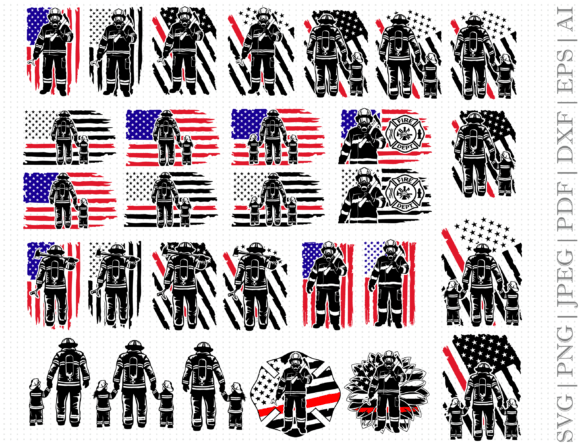 Firefighter Family Flag Bundle SVG for Crafts and Graphics