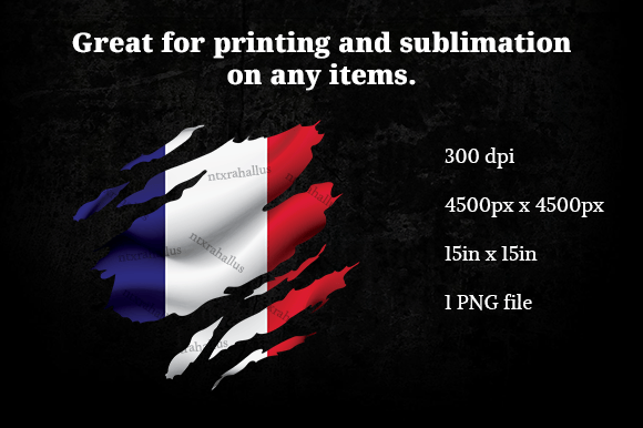 France Ripped Flag PNG for Graphics and Crafts