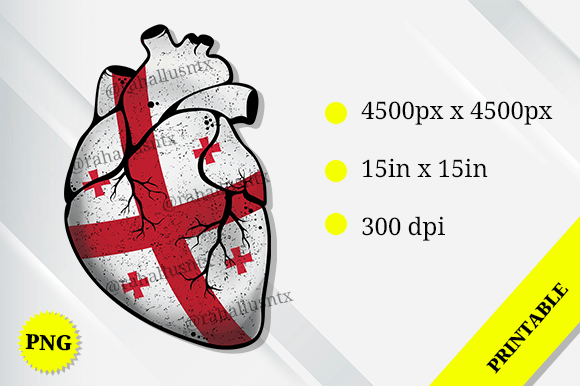 Georgia Heart Flag for Crafts and Graphics