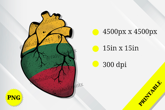 Lithuania Heart Flag Graphics for Crafts