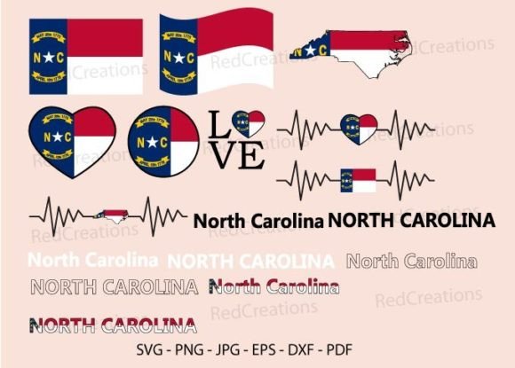 North Carolina State Flag Svg Bundle for Crafts and Graphics
