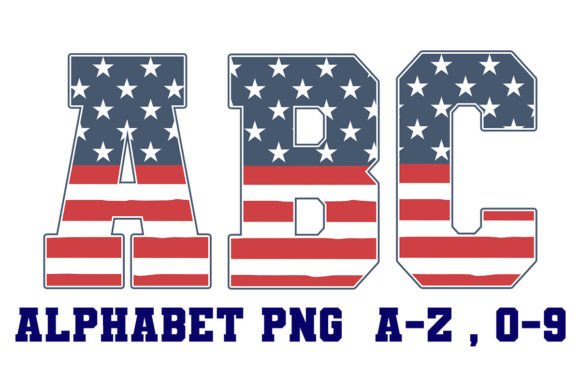 Patriotic American Flag Alphabet Letters Graphics for Crafts