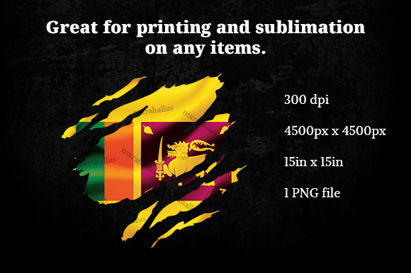Sri Lanka Ripped Flag PNG for Graphics and Crafts