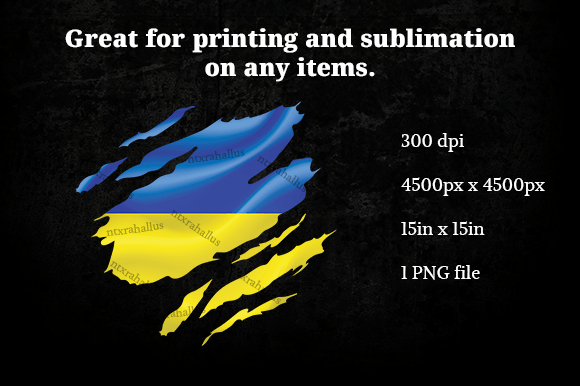 Ukraine Ripped Flag PNG for Crafts and Graphics
