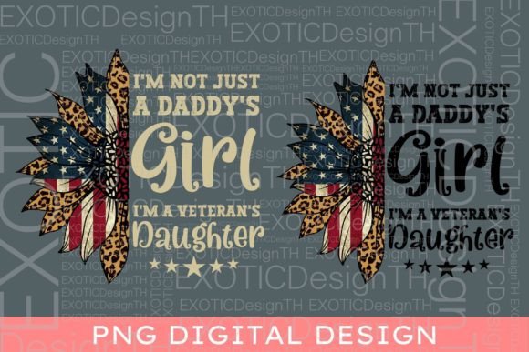 Veteran Daughter Sunflower USA Flag Graphics for Crafts